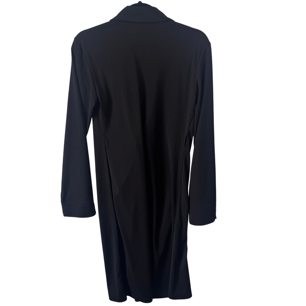 EXPRESS Black Long Sleeve Tie Front Collared Dress Office Casual Y2K Size 7/8‎ - Picture 2 of 3